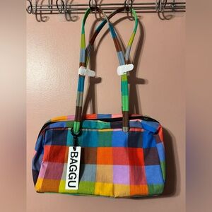 BAGGU Madras Nylon Bowler Bag NWT UO Exclusive